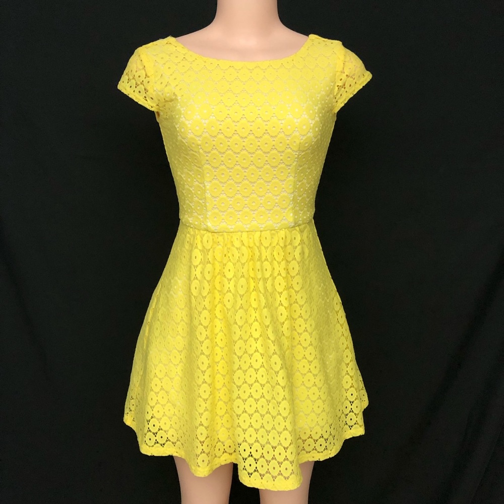 B Darlin A line yellow Dress 1/2 woman sunflower